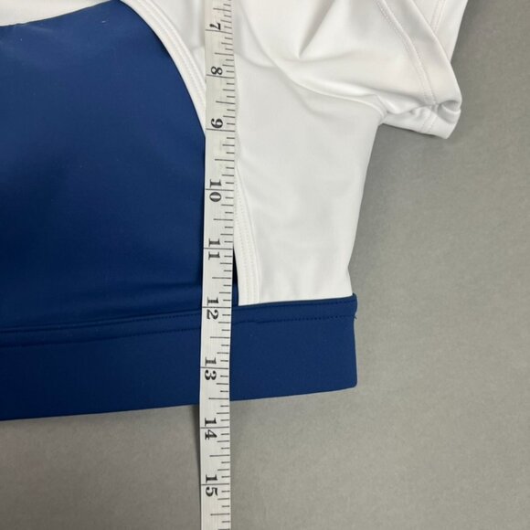 NWT Halara Tee Womens XL White Blue Cut Out Short Sleeve Cropped Barre Dance Top - Picture 10 of 13